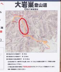 大岩巣登山道の地図